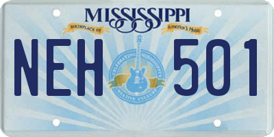 MS license plate NEH501