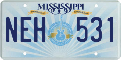 MS license plate NEH531