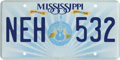 MS license plate NEH532