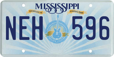 MS license plate NEH596