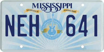 MS license plate NEH641