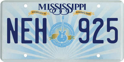 MS license plate NEH925
