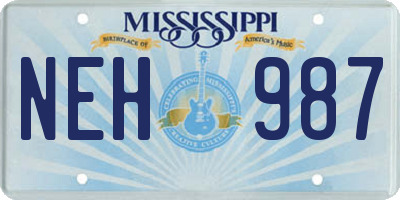 MS license plate NEH987