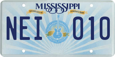 MS license plate NEI010