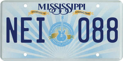 MS license plate NEI088