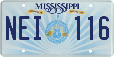 MS license plate NEI116