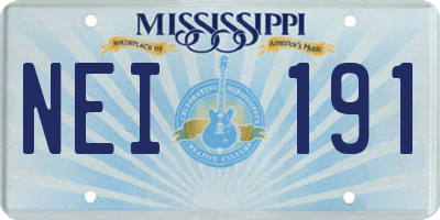 MS license plate NEI191