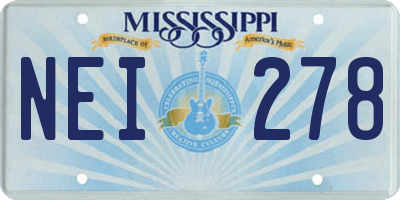 MS license plate NEI278