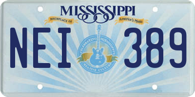 MS license plate NEI389