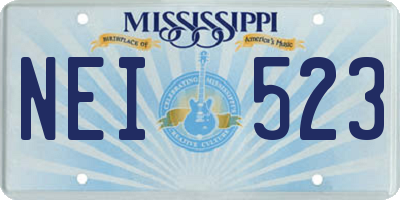 MS license plate NEI523