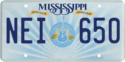 MS license plate NEI650