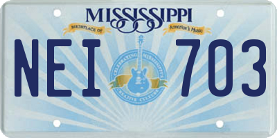 MS license plate NEI703