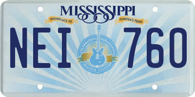 MS license plate NEI760