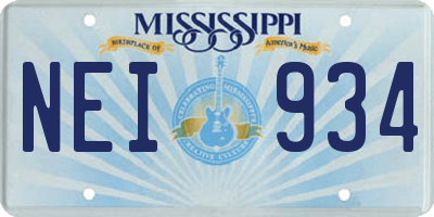 MS license plate NEI934