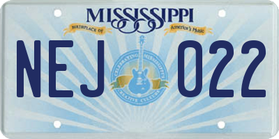 MS license plate NEJ022