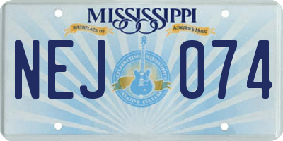 MS license plate NEJ074