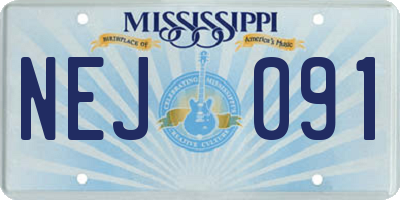 MS license plate NEJ091