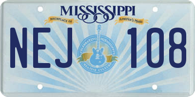 MS license plate NEJ108