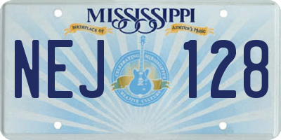 MS license plate NEJ128