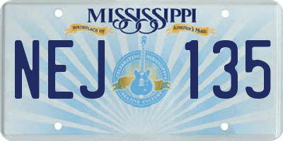 MS license plate NEJ135
