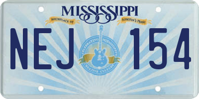 MS license plate NEJ154