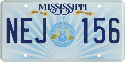 MS license plate NEJ156