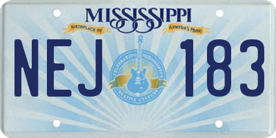 MS license plate NEJ183