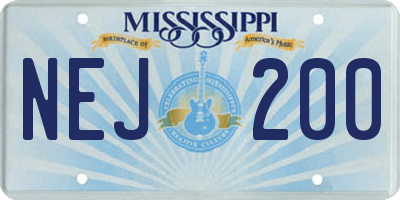 MS license plate NEJ200