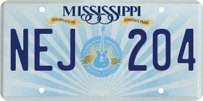 MS license plate NEJ204