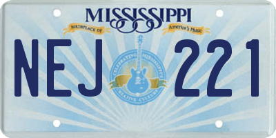 MS license plate NEJ221