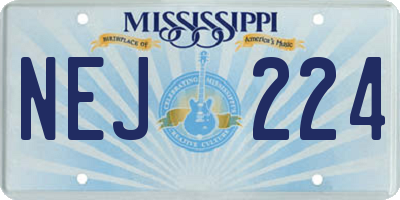 MS license plate NEJ224