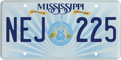 MS license plate NEJ225