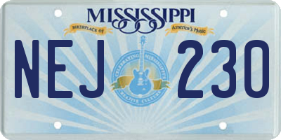 MS license plate NEJ230