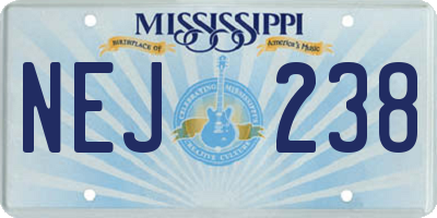 MS license plate NEJ238