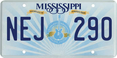 MS license plate NEJ290