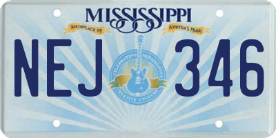 MS license plate NEJ346