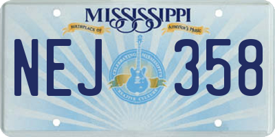 MS license plate NEJ358