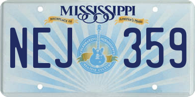 MS license plate NEJ359