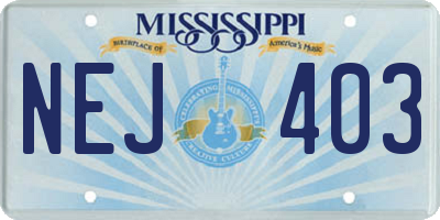 MS license plate NEJ403