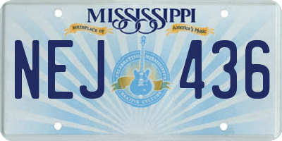 MS license plate NEJ436