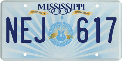 MS license plate NEJ617