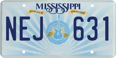 MS license plate NEJ631