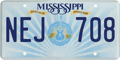MS license plate NEJ708