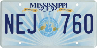 MS license plate NEJ760