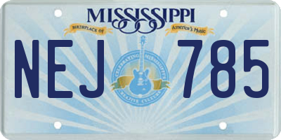 MS license plate NEJ785
