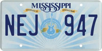 MS license plate NEJ947