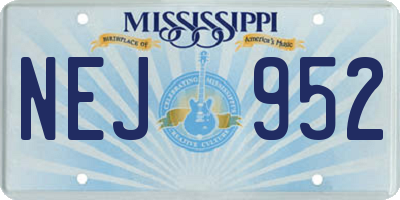 MS license plate NEJ952