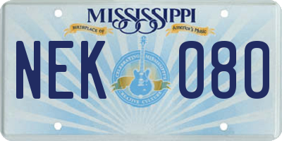 MS license plate NEK080