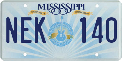 MS license plate NEK140