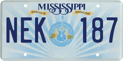 MS license plate NEK187